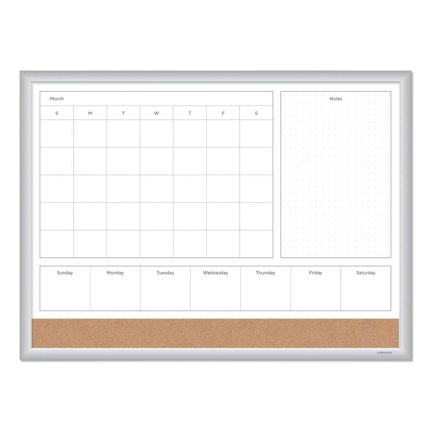 U Brands 4N1 Magnetic Dry Erase Combo Board, 24 x 18, White/Natural