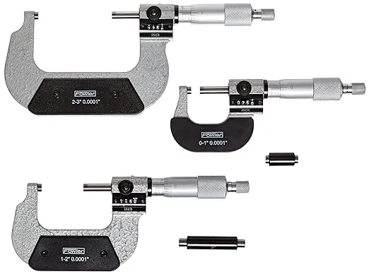 Fowler 52-229-213-0 Outside Micrometer Set with 0-3" Range (Set of 3)