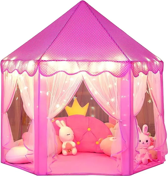 Wilwolfer Princess Castle Play Tent for Girls Large Kids Play Tents Hexagon Play