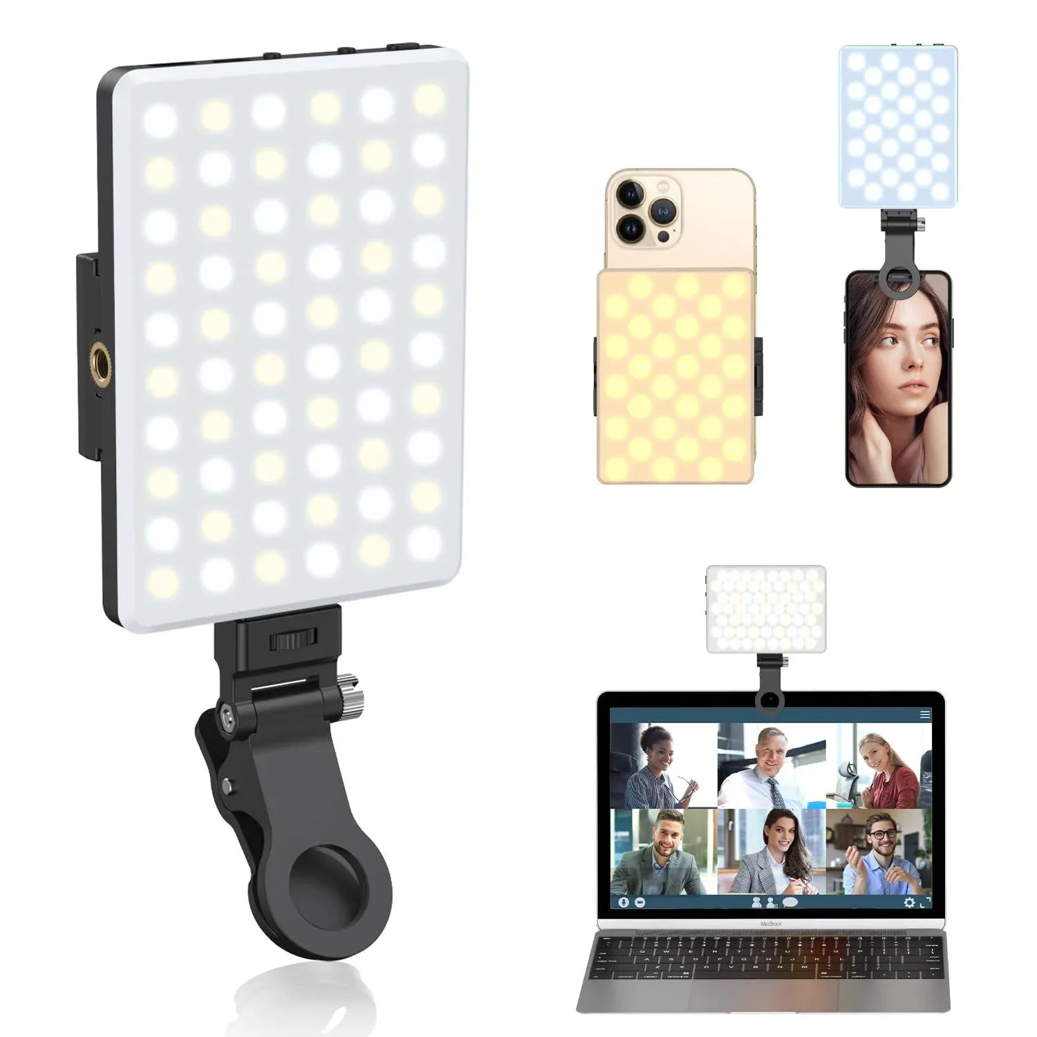 OLRPT Selfie Light, Phone Light with Front & Back Clip, 60 LED Portable Light ...