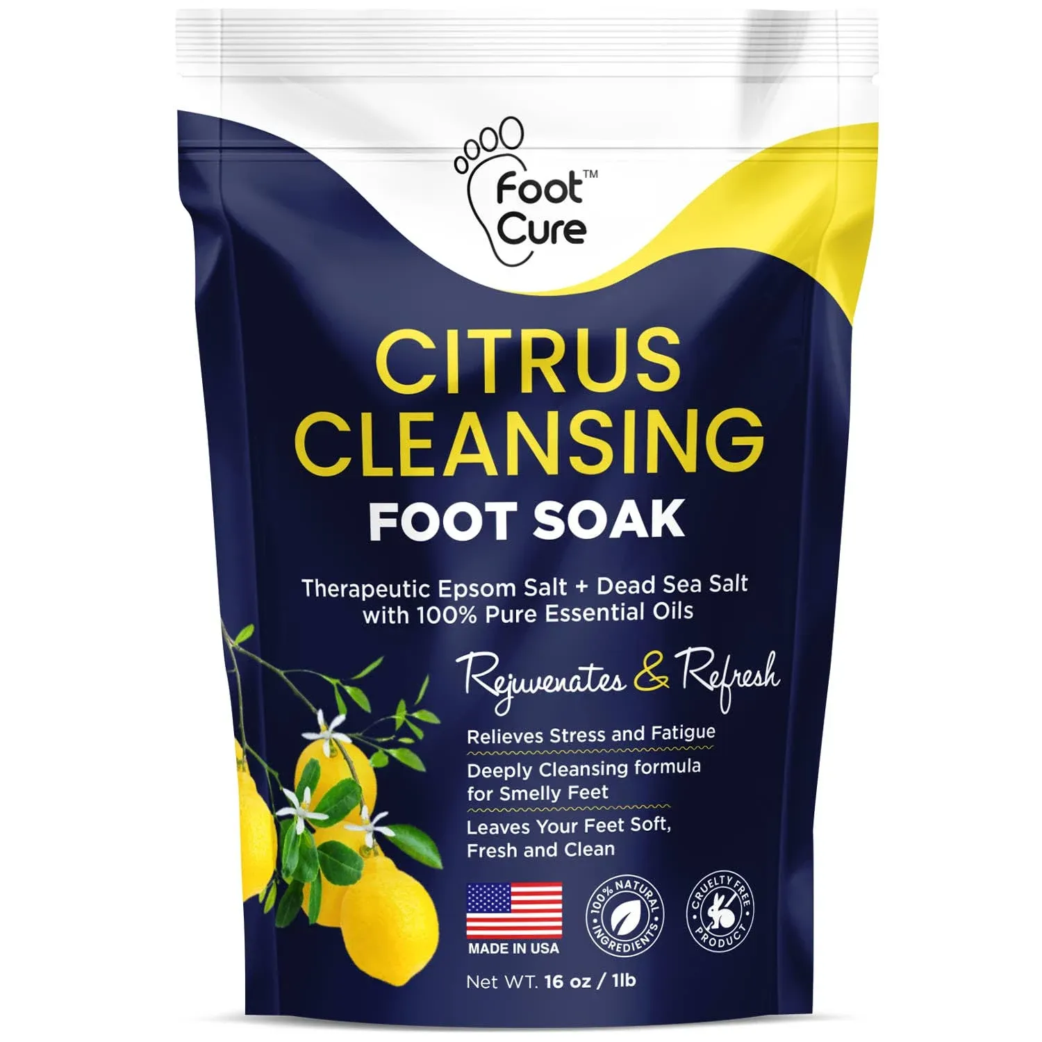 Citrus Detox Foot Soak with Epsom Salts - for Foot Callus, Immune Boost, Damaged Toenail, Pedicure Spa, Soothes Sore Tired and Swollen Feet - Made