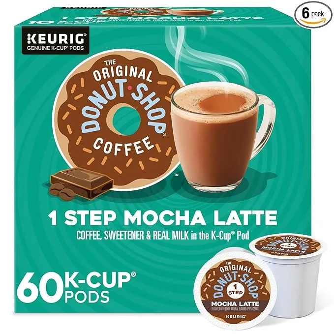 The Original Donut Shop Mocha Latte, Single Serve Coffee K-Cup Pod, Flavored Coffee, 60 Count