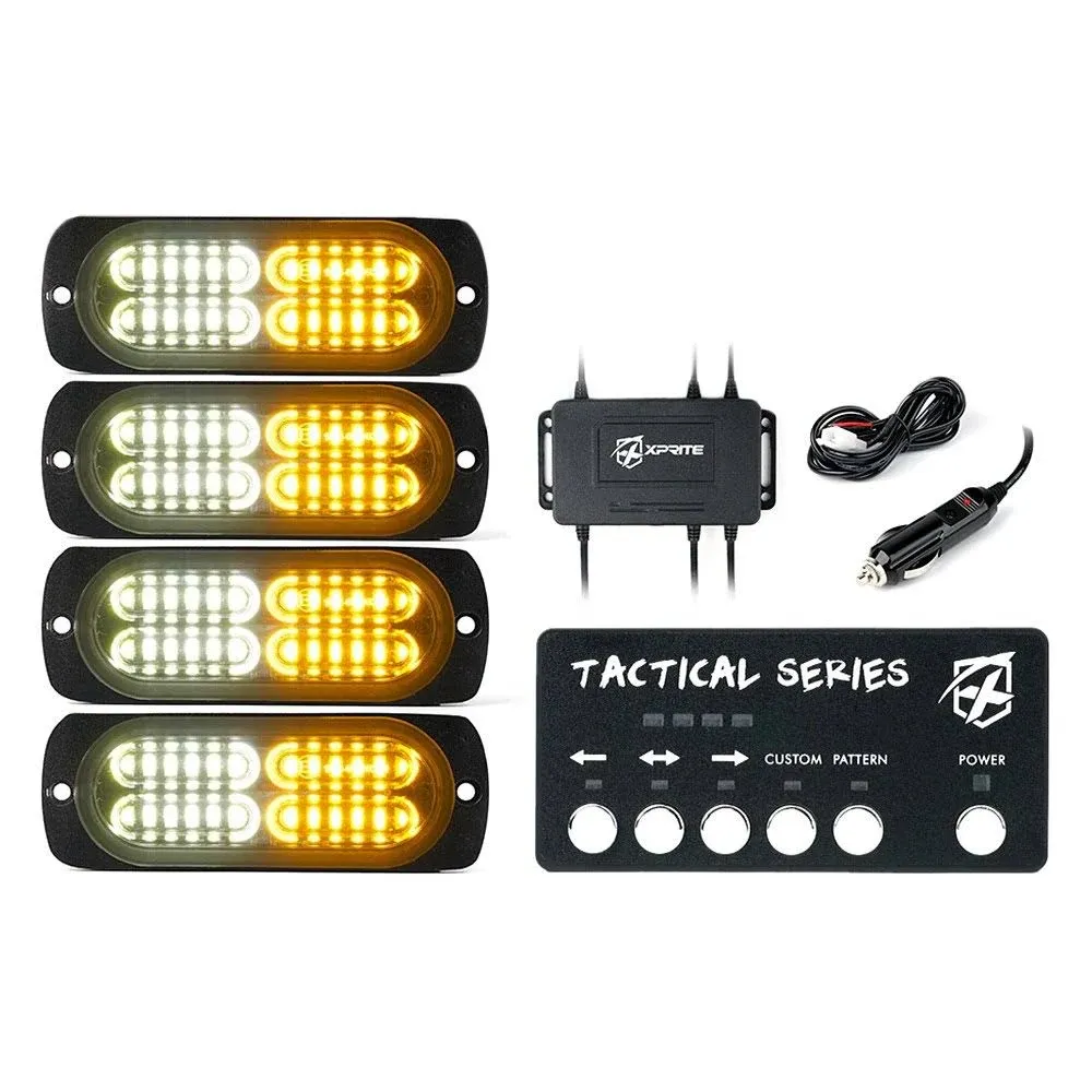 Xprite® 52028M-4-WY - Tactical 24 Series 4.25&quot; Amber/White Bolt-on LED Strobe Lights