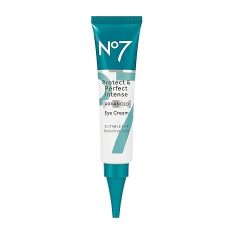 No7 Protect & Perfect Eye Cream - Intense Advanced Under Eye Cream for Dark Circles - Enriched with Hydrating Hyaluronic Acid and Nourishing Shea Butter to Revive Tired-Looking Eyes (0.5 Fl Oz)