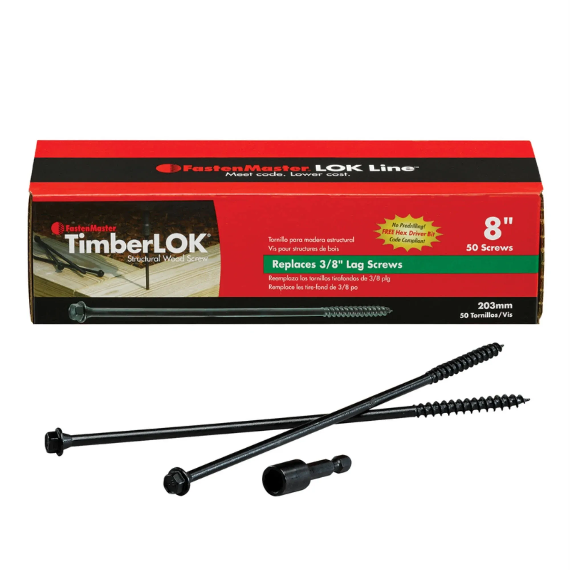 FastenMaster 8" TimberLOK Structural Wood Screws (50-Pack)