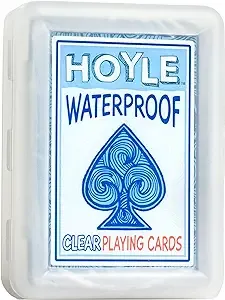 Hoyle 100% Waterproof Clear Playing Cards Plastic Flexible Washable New w/Case