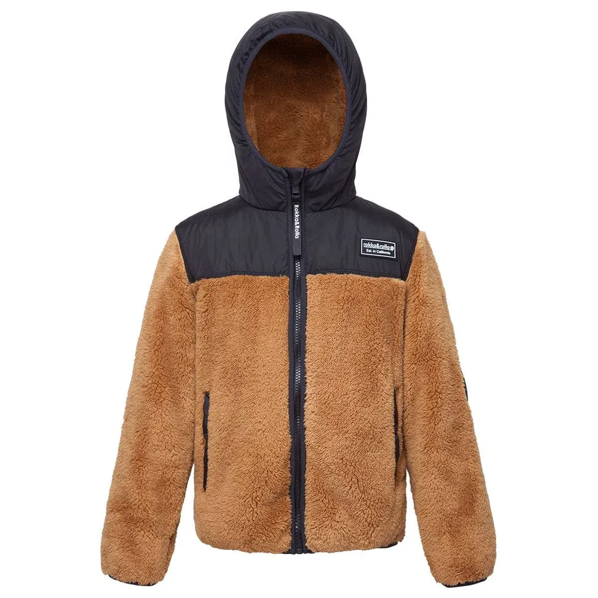 Rokka&Rolla Boys' Hooded Sherpa Fleece Lined Jacket