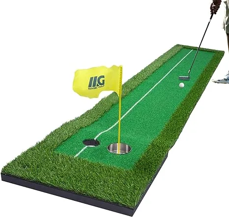 10Ft Indoor Putting Green Golf Mat Practice Training Aid with Alignment Guides