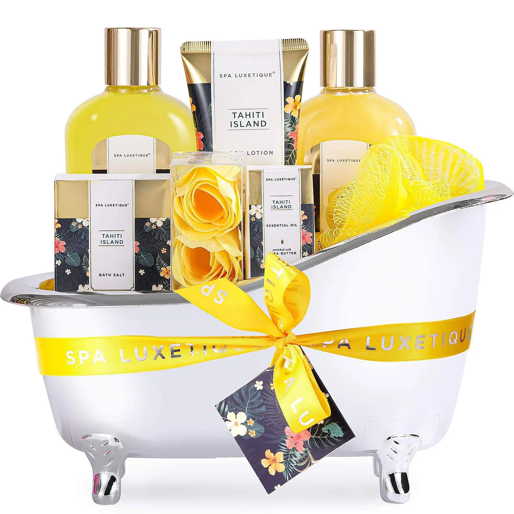 Spa Luxetique Spa Baskets for Women Gift, 8pcs Yellow Gifts for Women, Bath Spa ...