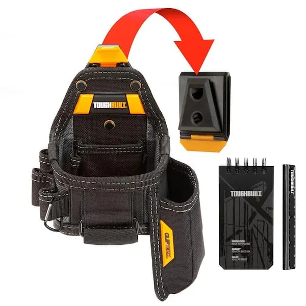 ToughBuilt - Tape Measure/All Purpose Pouch - Pockets and Loops, Rugged 6-Layer Construction, Patented ClipTech ™ Hub