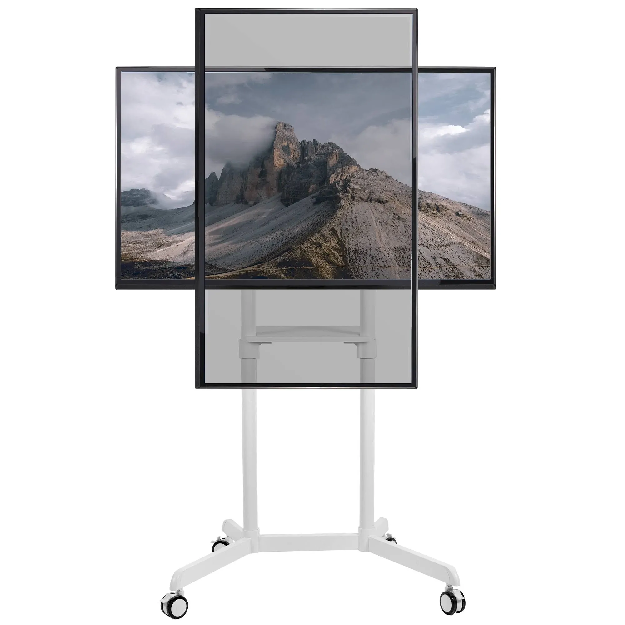 vivo White Mobile Portrait to Landscape TV Cart for 32" to 88" Flat Screens