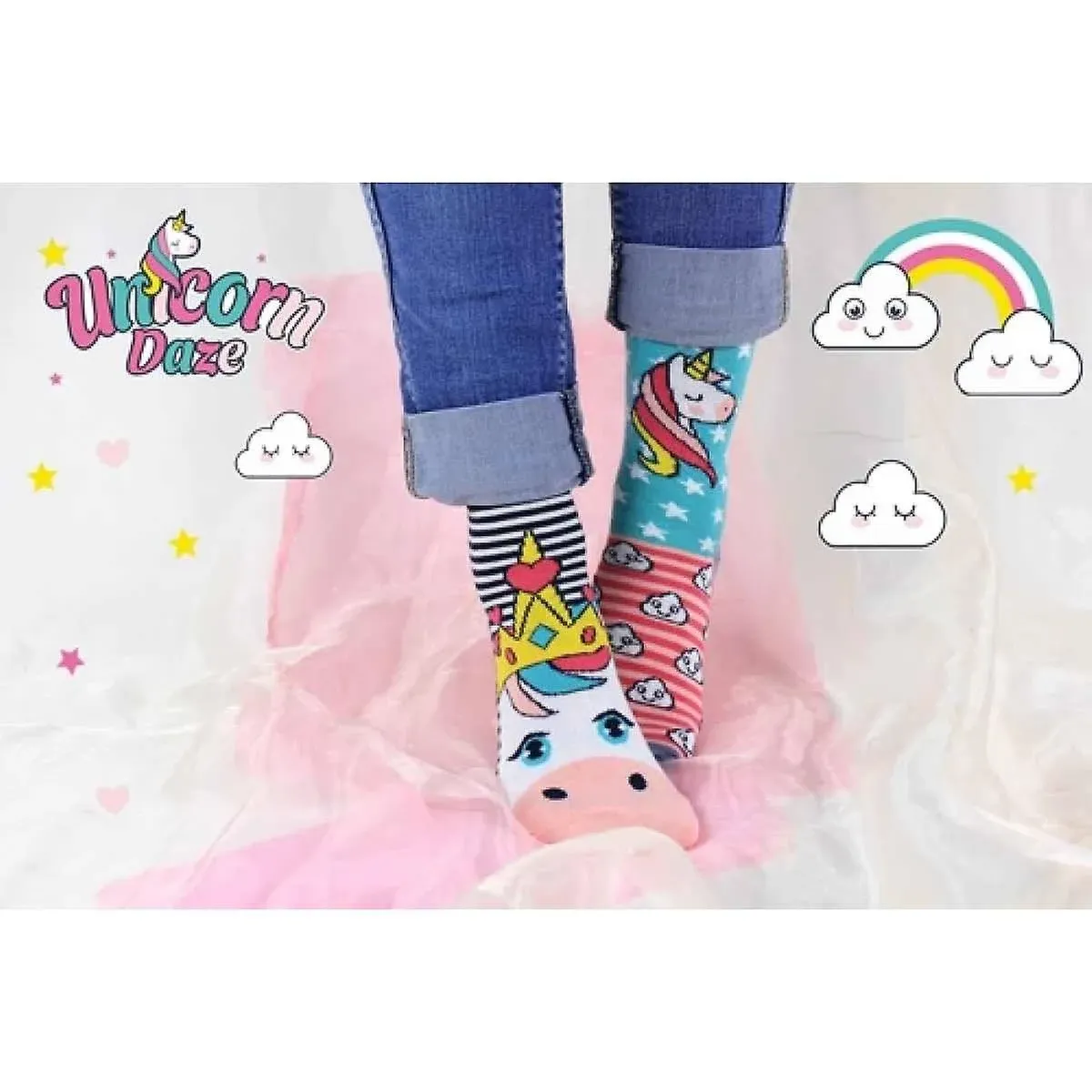 Unicorn Daze - Box 6 Oddsocks For Girls UK 12-5.5