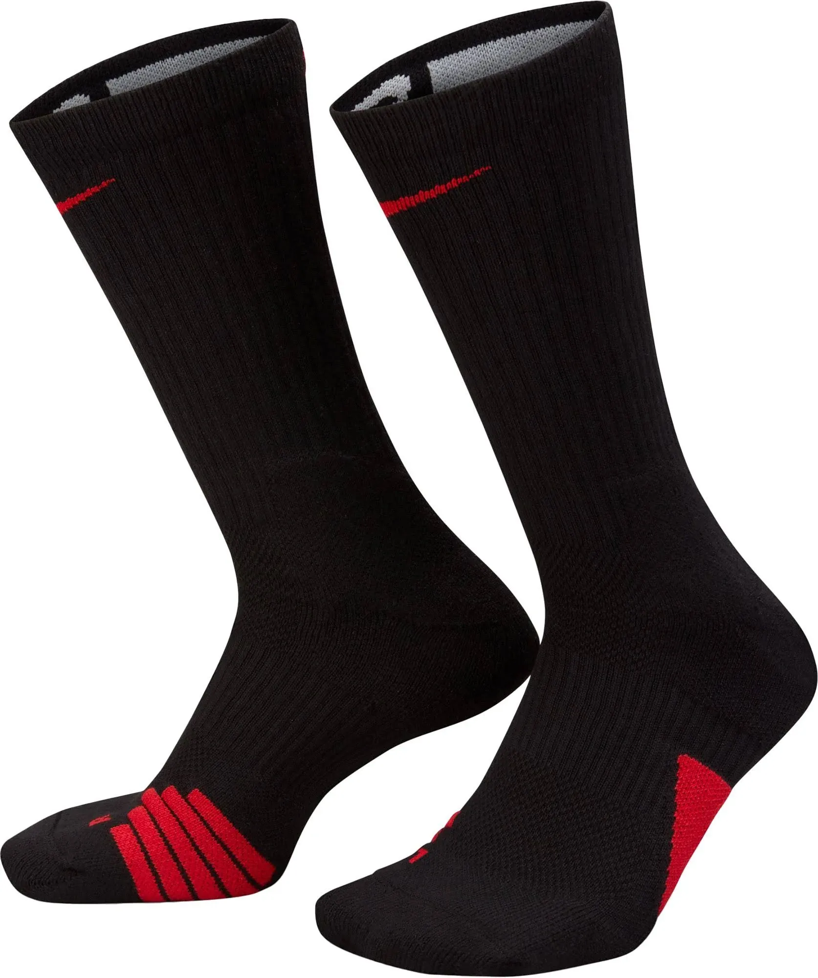 NEW Nike Elite Basketball Dri-Fit Black / Red Crew Socks Large 8-12