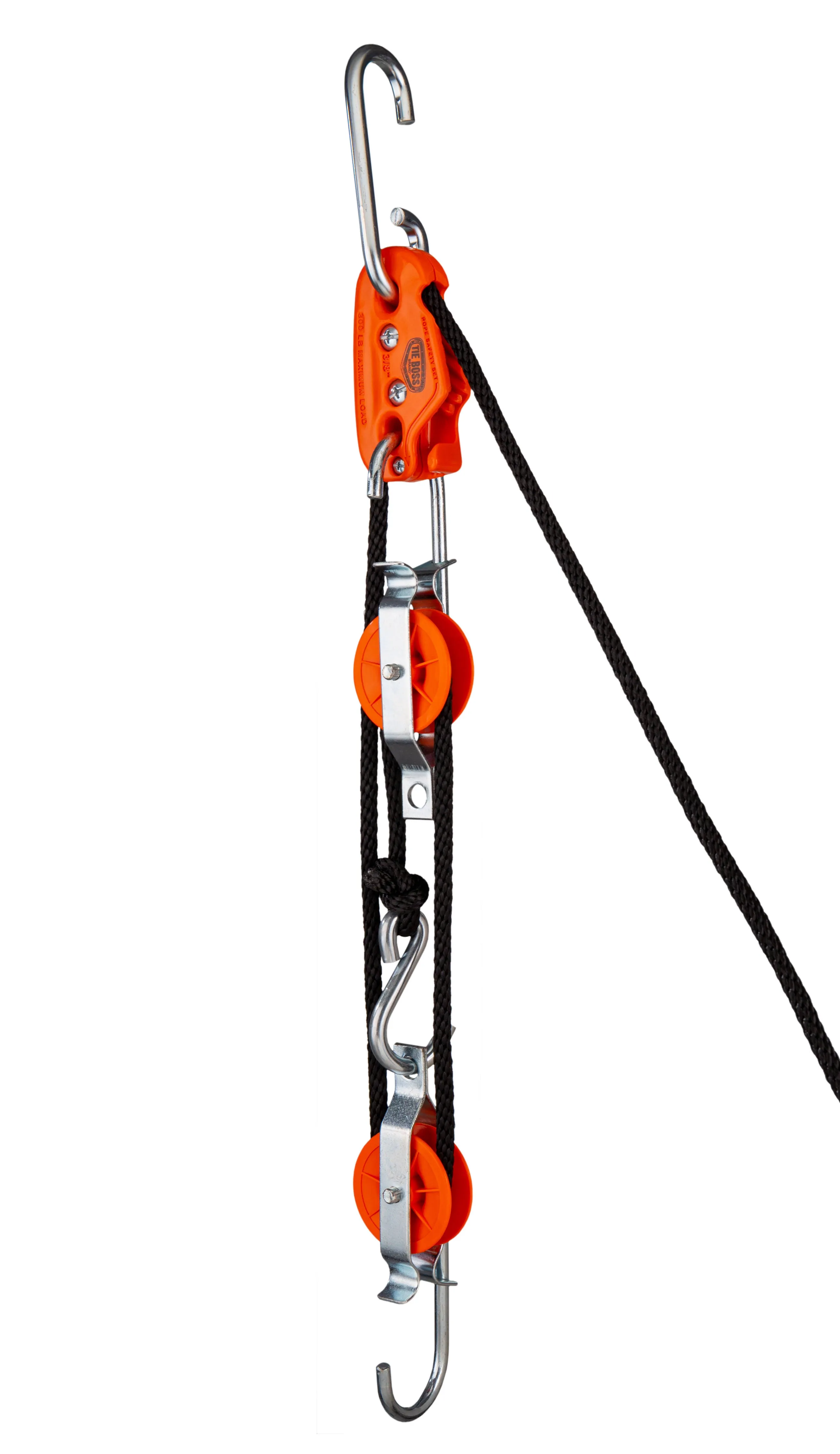 Tie Boss Self Locking Block and Tackle Pulley Hoist System