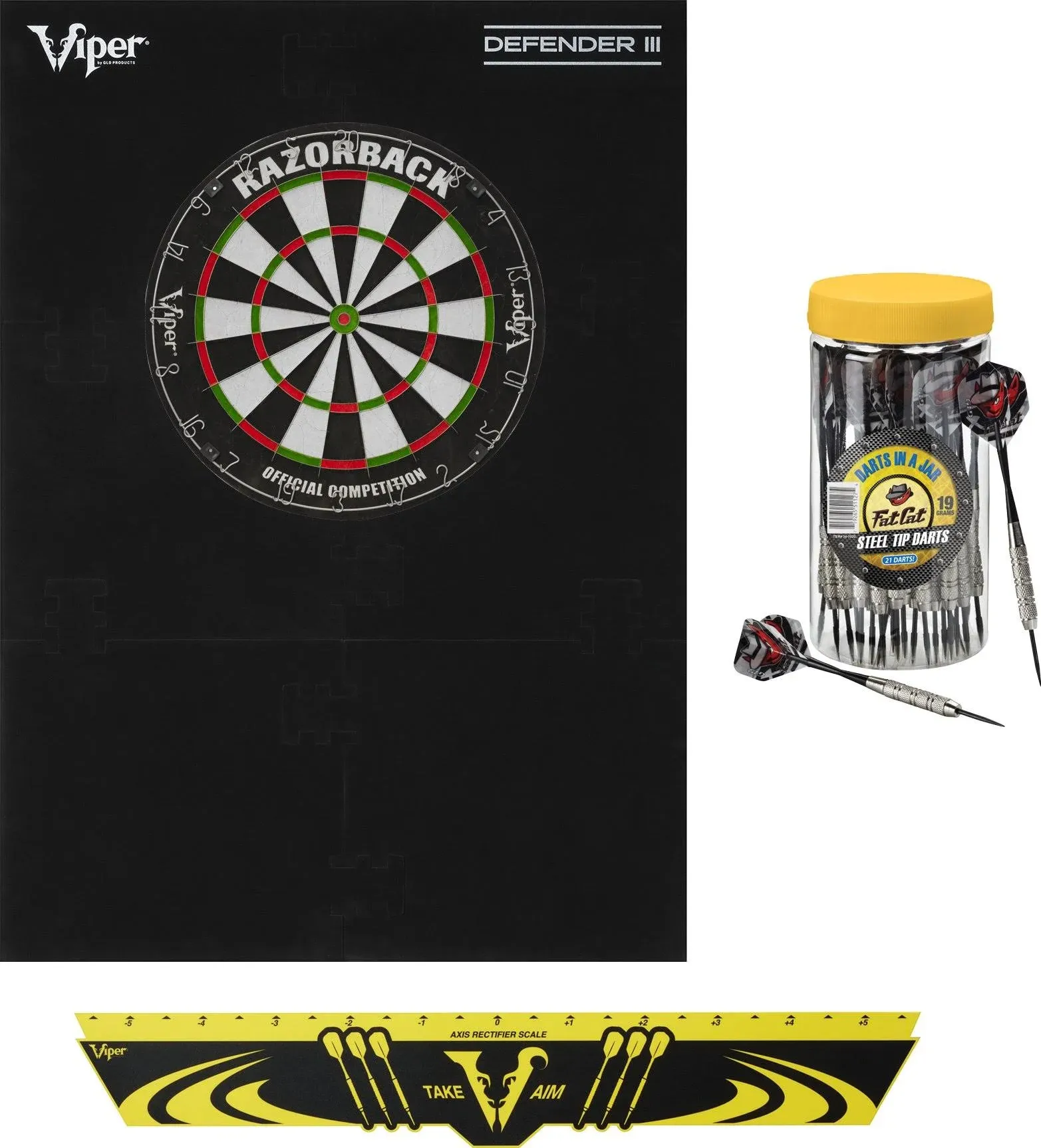 Viper Defender III Backboard & Sisal/Bristle Steel Tip Dartboard Bundle