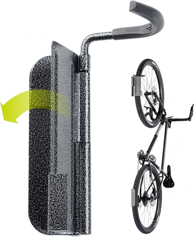 Swivel Bike Wall Mount by Delta Cycle - Garage Bike Rack Swings 90 Degrees For More Floor Space - Bike Wall Hanger With Rear Tire Tray - Vertical Bike Rack Holds Any Bike Up To 40 lbs