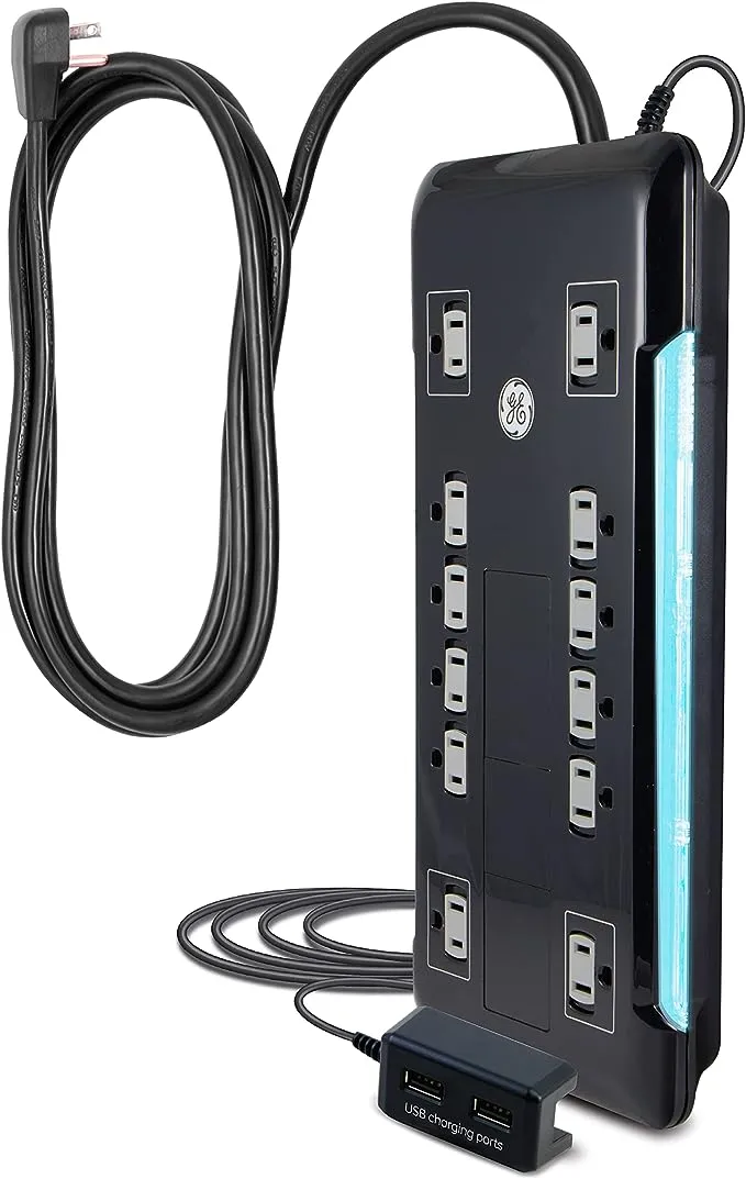 GE UltraPro 12 Outlet Surge Protector with 2 USB Tether