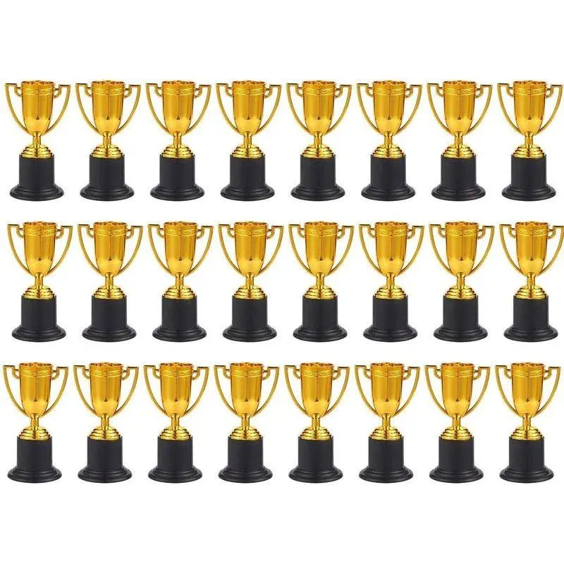 Juvale 24 Pack Mini Trophies for Awards, Gold Participation Trophy Cups for Spor