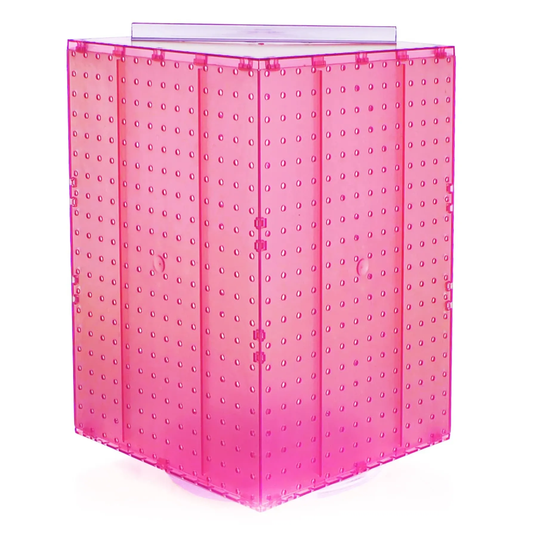 Azar 701414-PNK Pegboard 4-Sided Revolving Counter Display Pink Translucent Color