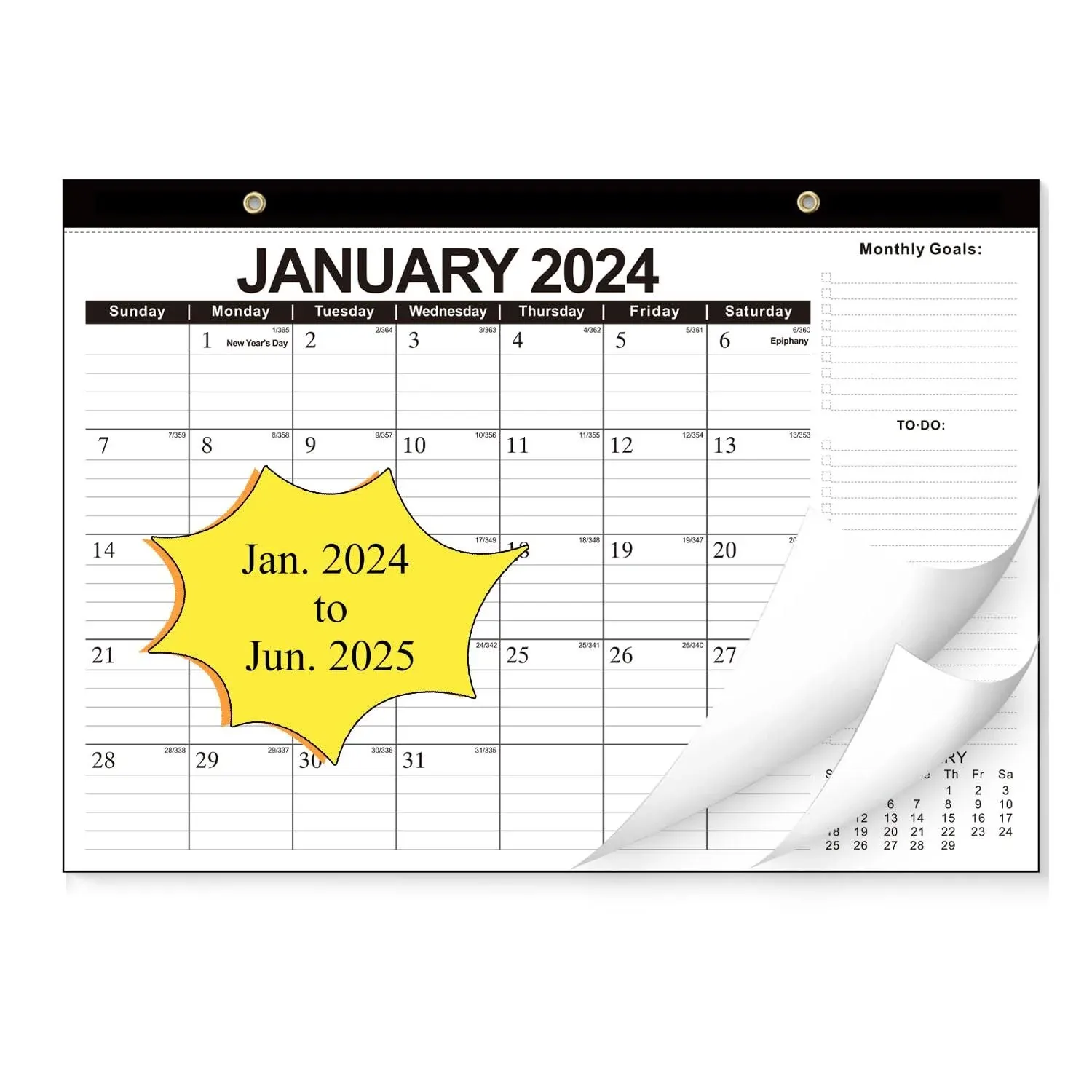 2024 Desk Calendar, AgePlace Wall Planner Covers January 2024 to June 2025, Large Size 17" x 12", Includes Holiday and Vacation Reminders, Perfect for Keeping Track of Important Dates and Schedules,to