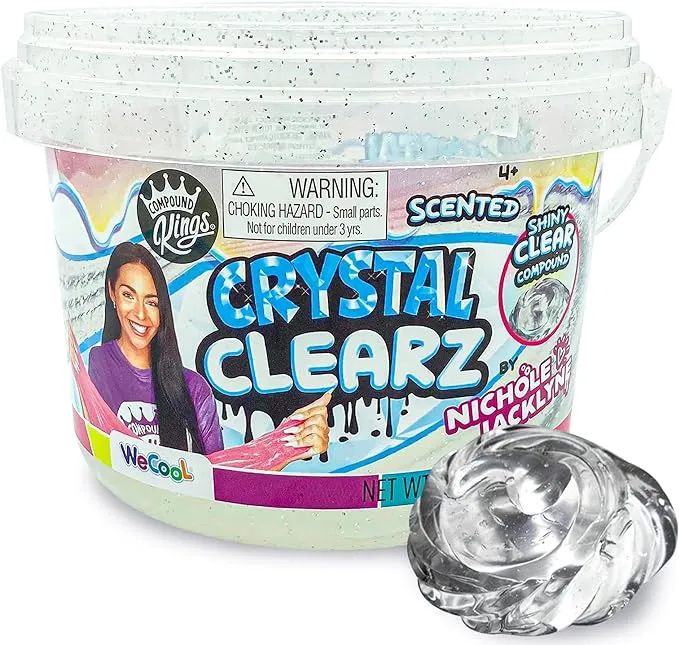 COMPOUND KINGS Fluffy Scented Crystal Clearz Slime Bucket by Nichole Jacklyne for Girls & Boys | Sensory Toys | Non-Sticky | Stress-Reducing Tacticle