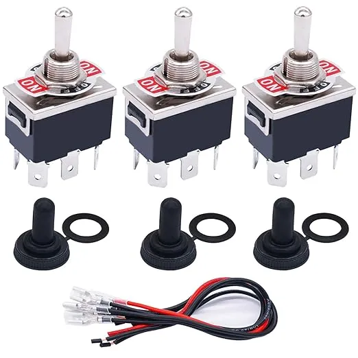 3 Pcs Latching Toggle Rocker Switches 6 Pin 3 Position ON/Off/ON DPDT Heavy D...