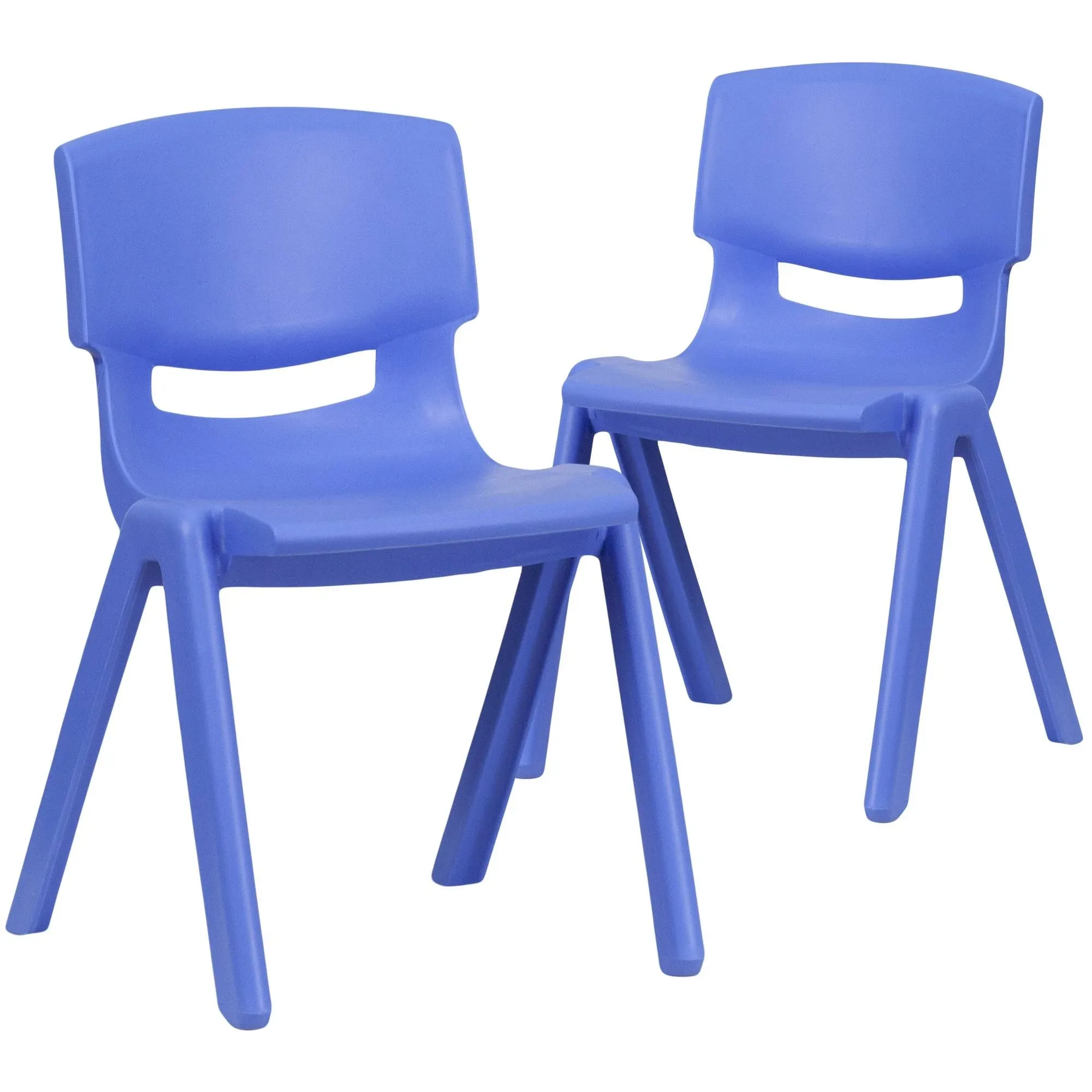 EMMA + OLIVER 4 Pack Blue Plastic Stackable School Chair with 10.5" H Seat, Preschool Chair