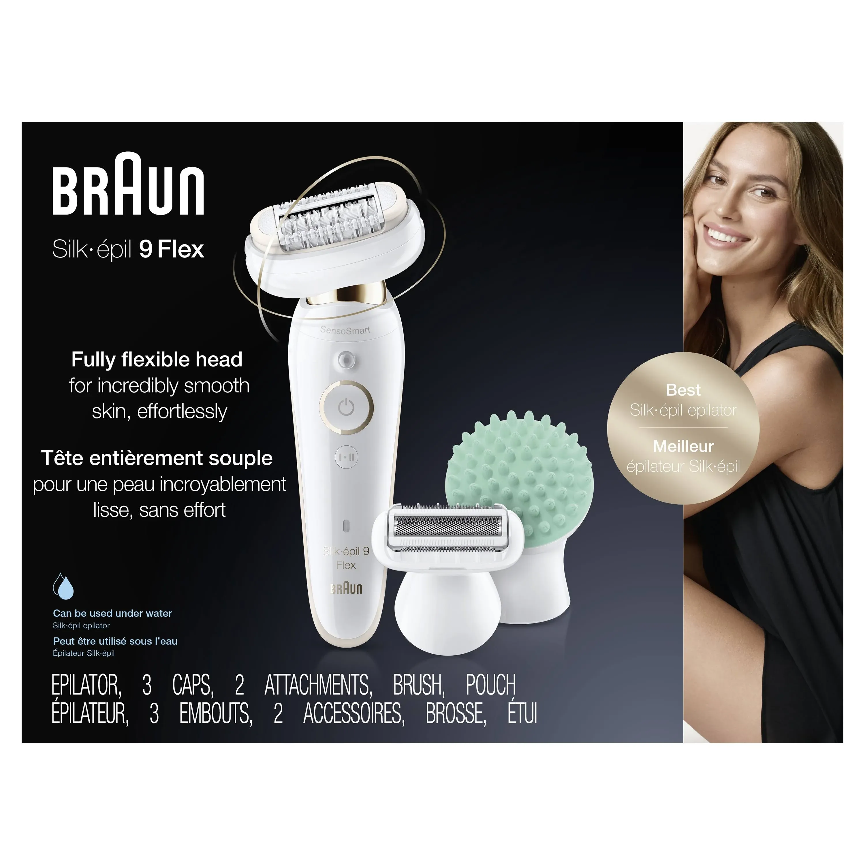 Braun Epilator Silk-épil 9 9-020 with Flexible Head, Facial Hair Removal for Women,