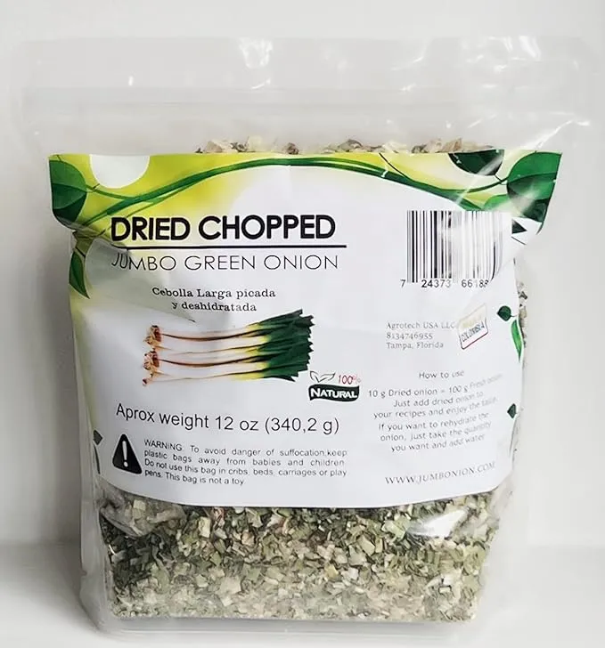 Dehydrated Dried Chopped Jumbo Green Onion. 100% Natural