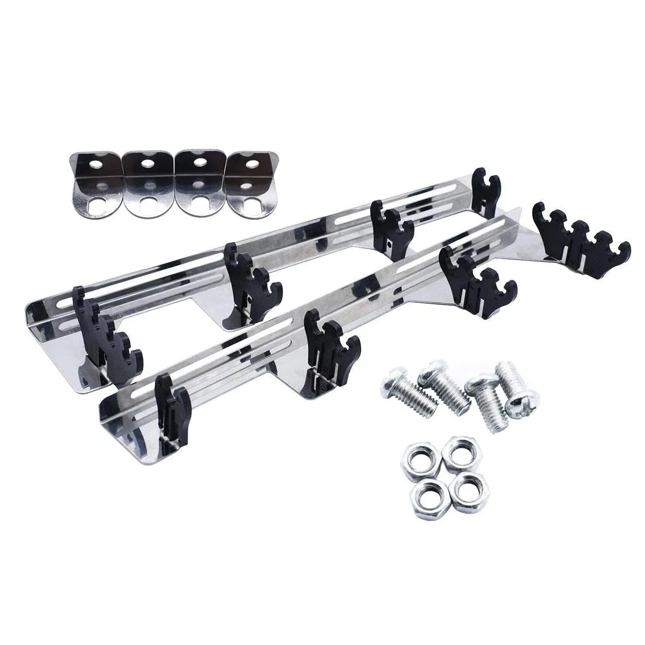 Chrome Linear Spark Plug Wire Separators Divider Loom with Black Valve Cover