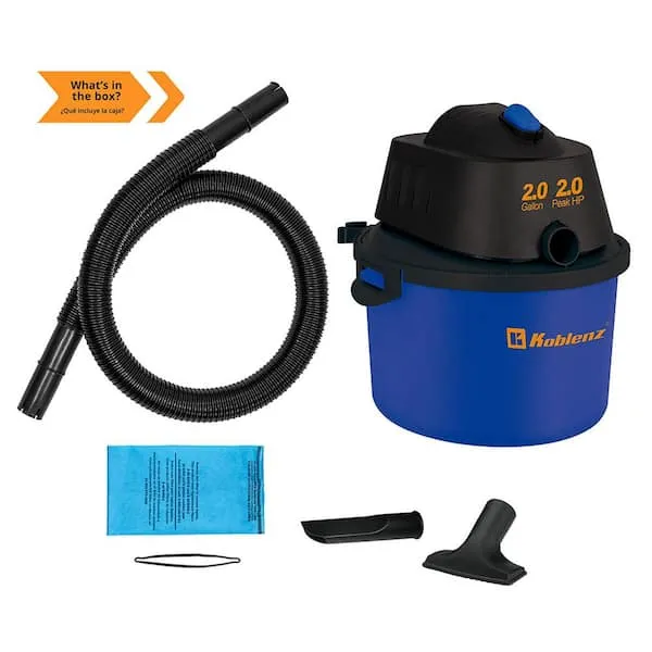 Koblenz 2-Gallons 2-HP Corded Wet/Dry Shop Vacuum with Accessories Included | WD-2L