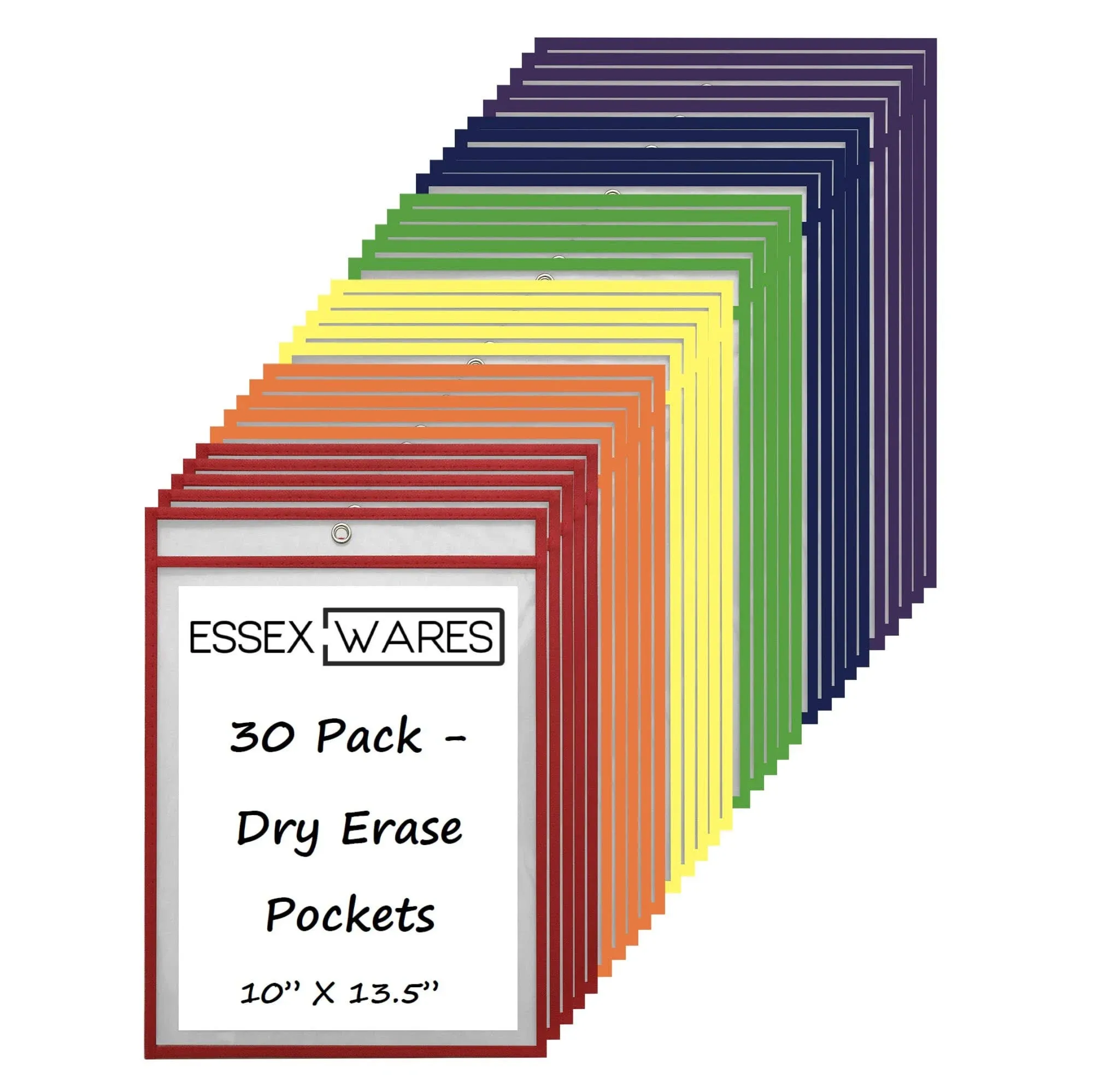 Essex Wares 30 pack dry erase pockets assorted colors by Essex Wares