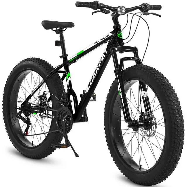 26 in. Black Steel 21 Speed Mountain Bike with Fat Tire