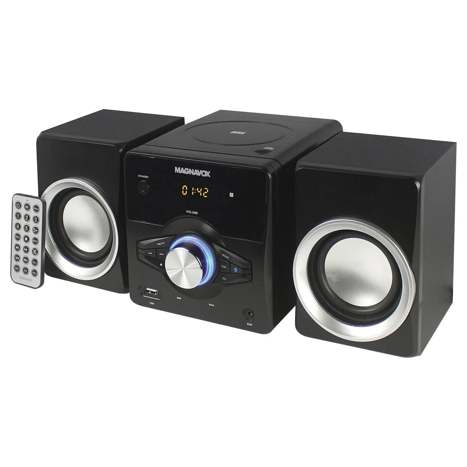 Magnavox MM442 3-Piece Bluetooth CD Shelf System PLL FM Radio, USB