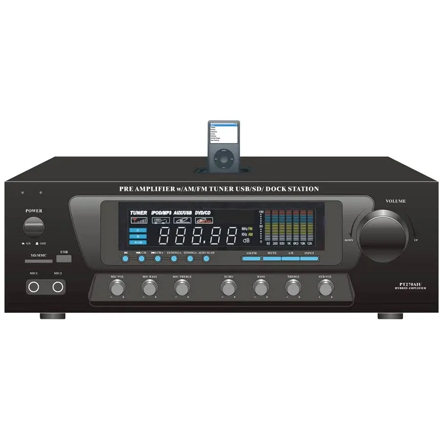 300W Digital Stereo Receiver System - AM/FM Qtz. Synthesized Tuner, USB/SD Ca...