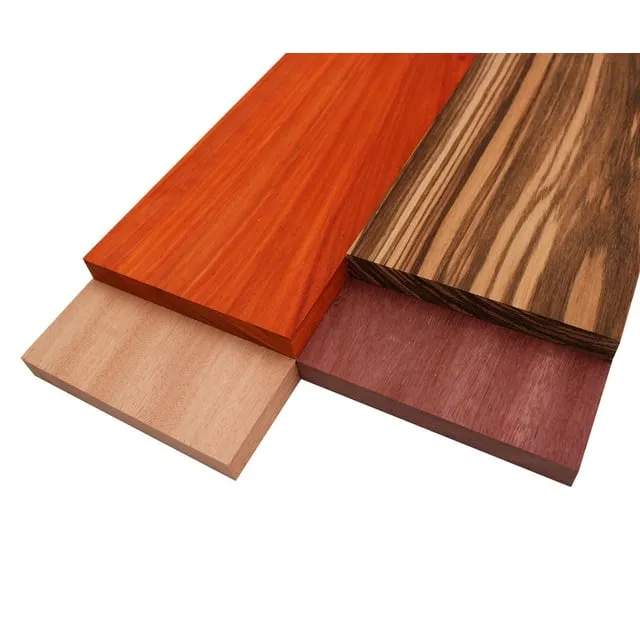 Imported Exotic Hardwood Variety Pack - Zebrawood, Purpleheart, Padauk, Okoume - 3/4 inch x 6 inch (4 Pcs), Size: 3/4 x 6 x 18