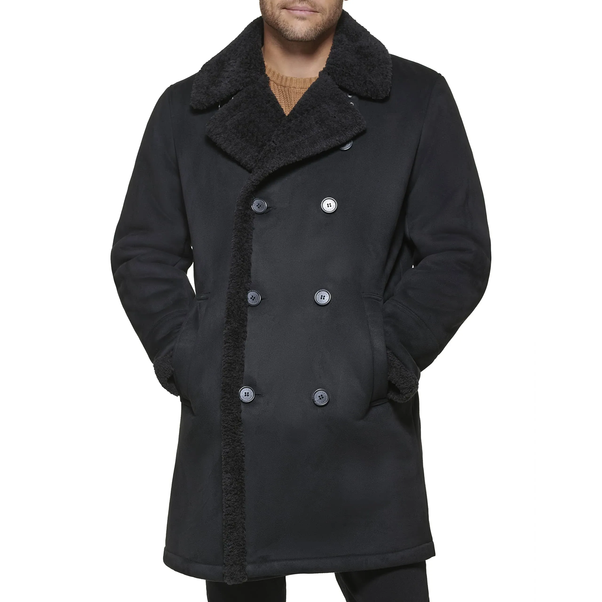 DOCKERS Men's Faux Shearling Midlength Overcoat