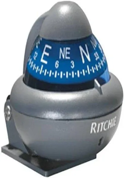 RITCHIE NAVIGATION X-10-A Blue Dial Auto Bracket Compass (3003.2027) , Gray , 2-inch Dial