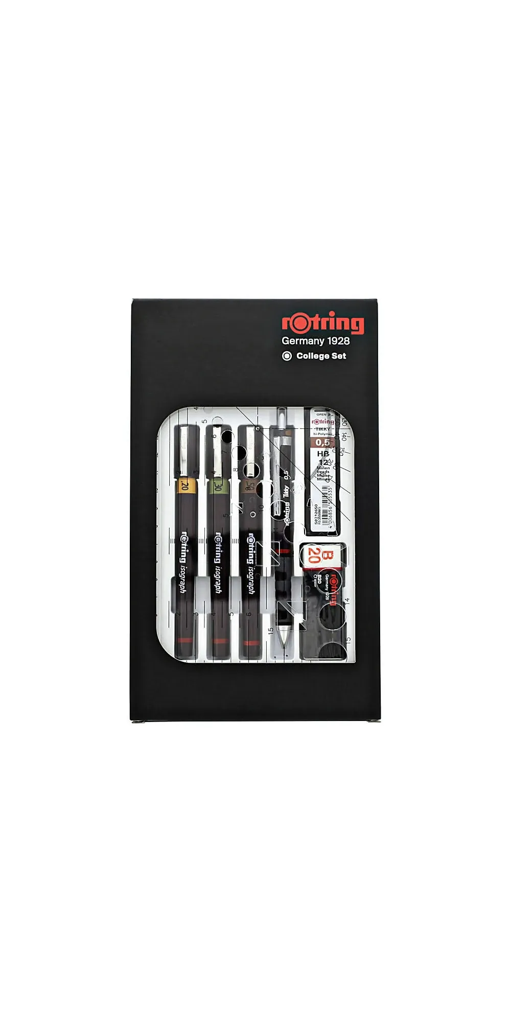 ROtring Isograph Technical Drawing Pen Set, 3-Pen College Set (0.2–0.5-mm)