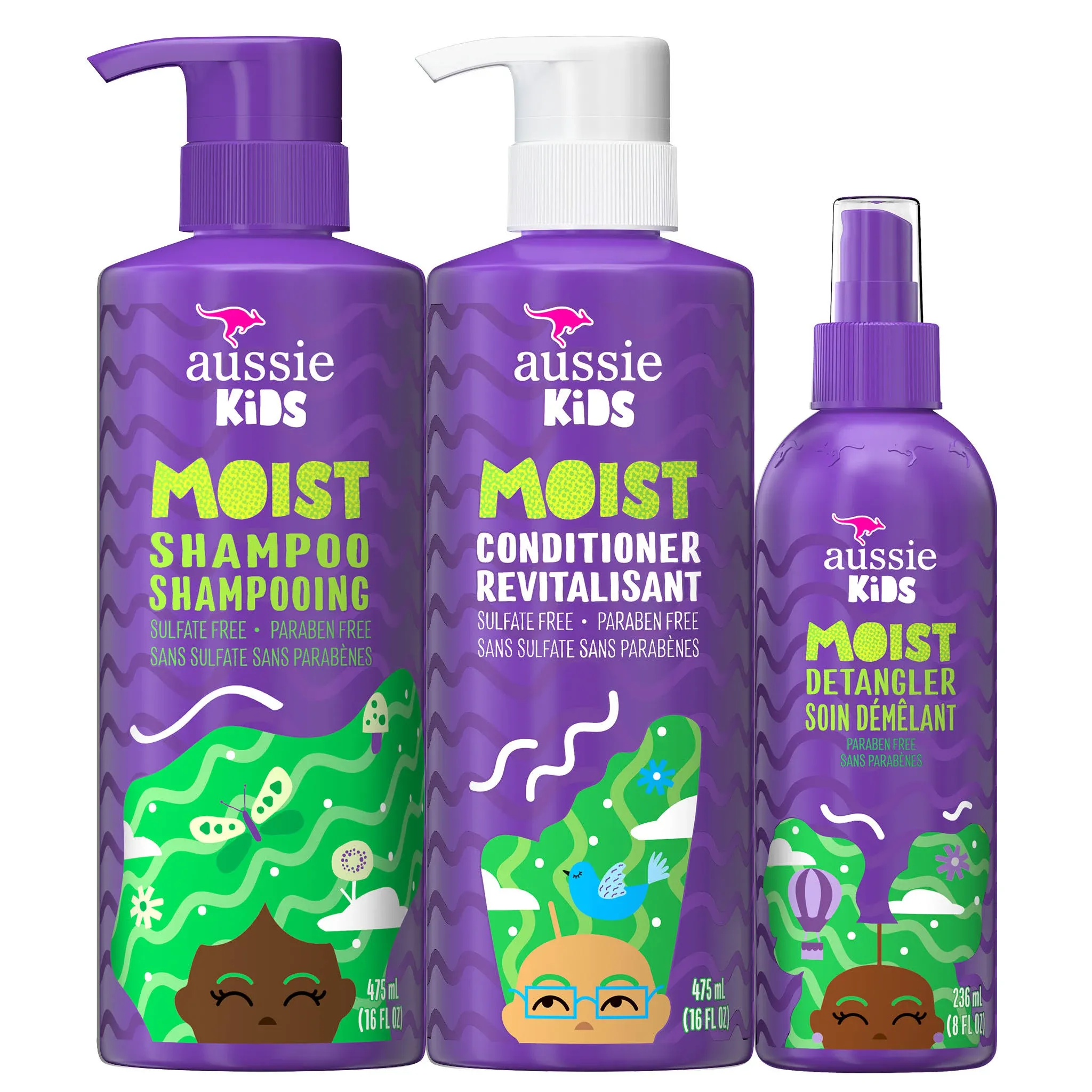 Aussie Kids Moist Shampoo, Conditioner and Detangler Pack