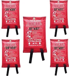 Inf-way Fire Blanket for Home, Fiberglass Fire Suppression Blanket for Kitchen, Flame Retardant Protection and Heat Insulation Emergency