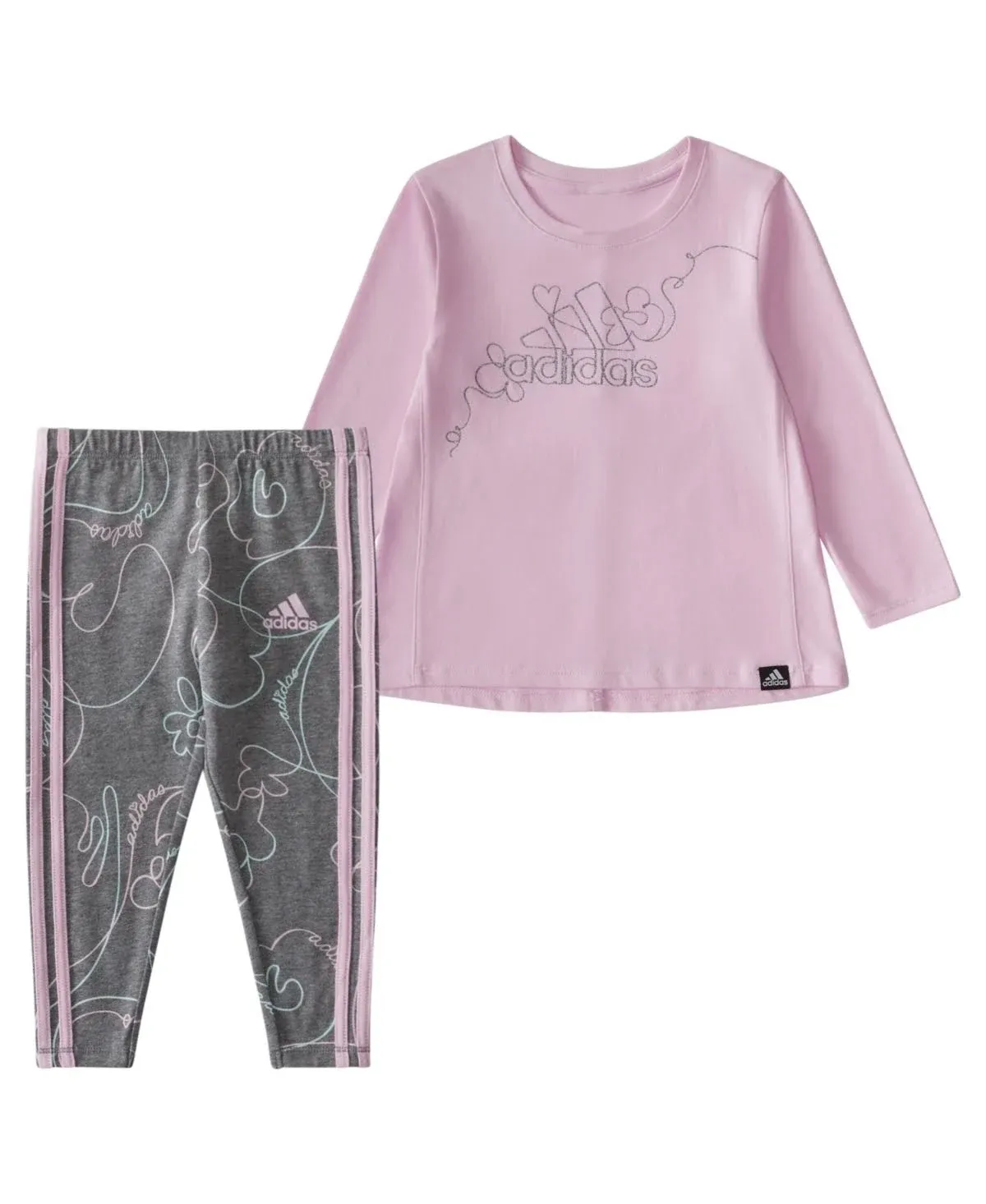 Adidas N LS Swing Tee AOP Tight Set Light Orchid 18mo - Kids Originals Matching Set