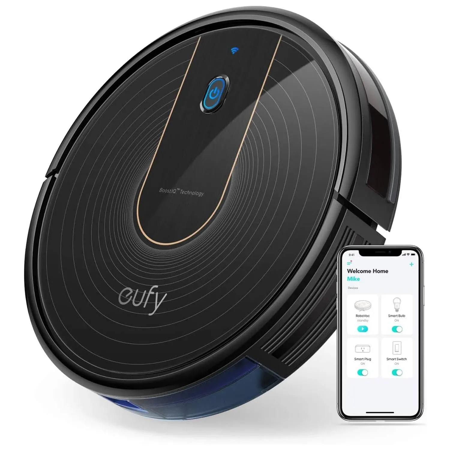 Eufy BoostIQ RoboVac 15C Wi-Fi Upgraded Super-Thin 1300Pa Strong Suction Quiet ...