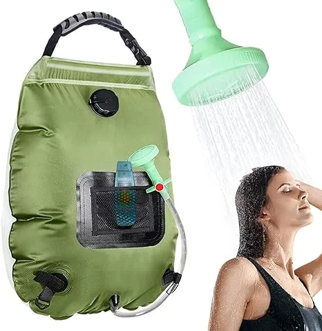 KIPIDA Solar Shower Bag | 5 Gal/20L Solar Heating Camping Shower Bag | Removable Hose | On-Off Switchable Shower Head | Ducha Portatil | Traveling