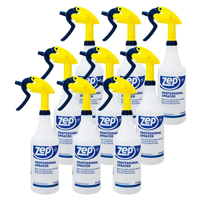 Zep Professional Sprayer Bottle - 32 oz (Case of 12) - HDPRO1 - Adjustable Nozzle Fine Mist to 30 Foot Spray