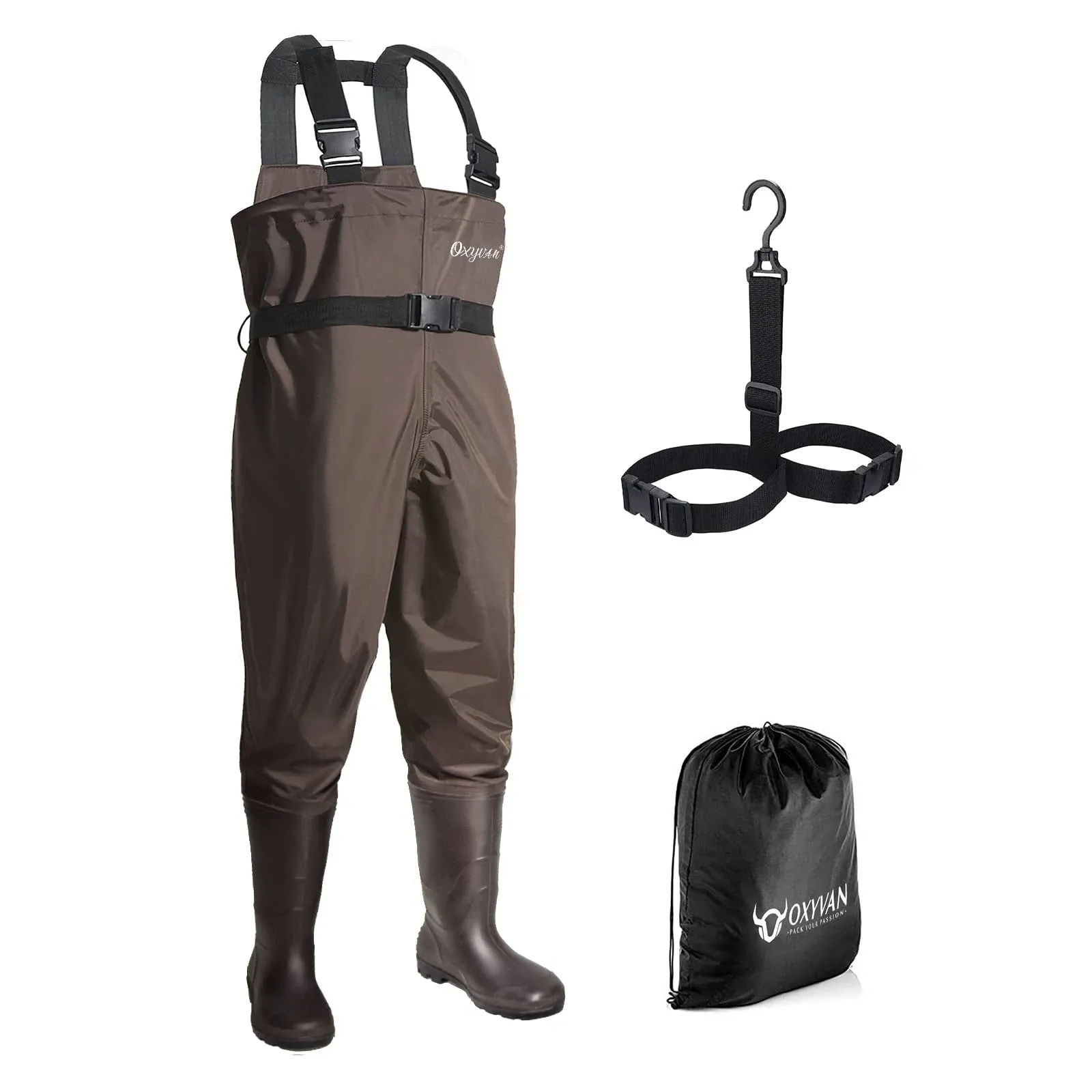 OXYVAN Chest Waders with Boots for Men & Women, Nylon/PVC Lightweight Fishing ...