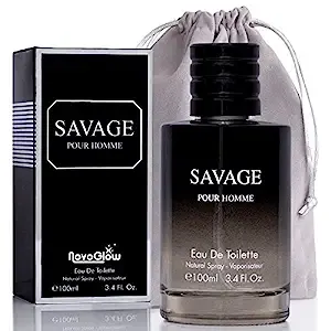 Savage for Men - 3.4 oz Men's Eau De Toilette Spray - Refreshing & Warm Masculine Scent for Daily Use Men's Casual Cologne Includes NovoGlow Carrying