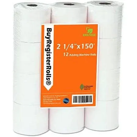 BuyRegisterRolls (12 Rolls) 2 14 x 150 ft White Adding Machine Tape Paper Rolls ...