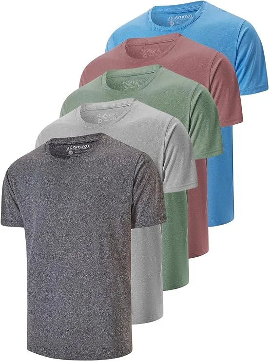 5 Pack Men&#039;s Dry Fit T Shirts, Athletic Running Gym Workout Short Large Set 2