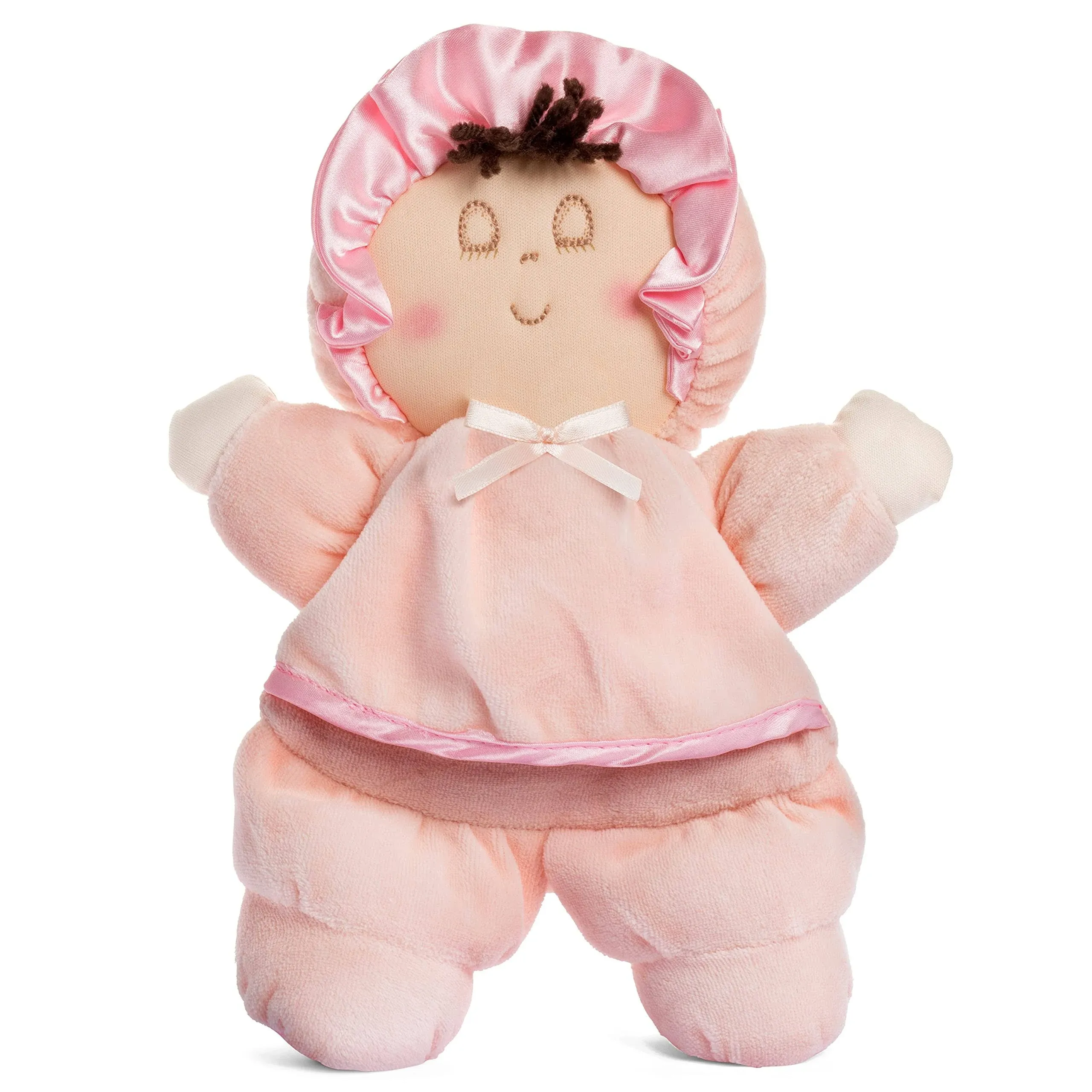 My First Baby Doll, Super Soft Baby Doll Made for Cuddles, Vintage Classic Style with Pink Dress and Brown Hair, Ideal New Baby Gift or Baby Shower Present